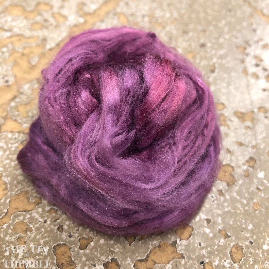 Hand Dyed Cultivated Bombyx Silk in Pansy - 3 grams - Silk Fiber for Spinning, Felting, or Weaving
