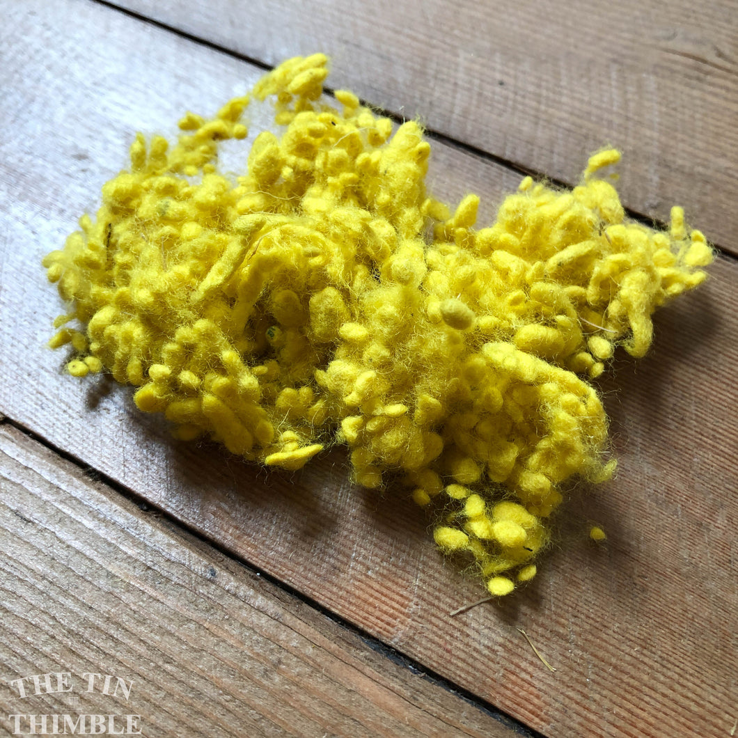 Yellow Dyed Wool Nepps or Nibs for Felting by DHG / 1/8 Oz or More / Commercially Dyed Textural Fibers for Nuno or Wet Felting