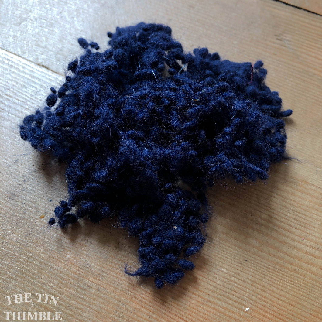 Navy Blue Dyed Wool Nepps or Nibs for Felting by DHG / 1/8 Oz or More / Commercially Dyed Textural Fibers for Nuno or Wet Felting