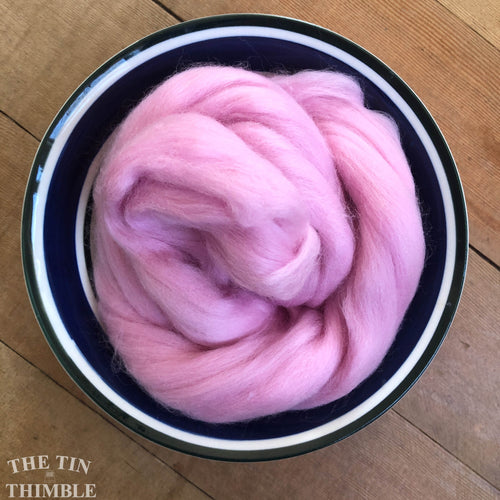 Pink Merino Wool Roving for Felting, Spinning or Weaving - 1 oz - Nuno, Wet or Needle Felting Fibers - 21.5 Micron