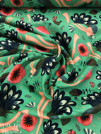 Certified Organic Cotton - Forest Jewels - 1 7/8 Yards CUT - Peacock Bows