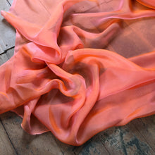 Load image into Gallery viewer, Iridescent Silk Chiffon Fabric by the Yard / Great for Nuno Felting / 54&quot; Wide / Salmon / 6 Momme Count - 1 Yard CUT
