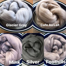 Load image into Gallery viewer, Glacier Gray Merino Wool Roving / 21.5 micron -1 oz- Nuno Felting / Wet Felting / Felting Supplies / Needle Felting / Fiber Supply
