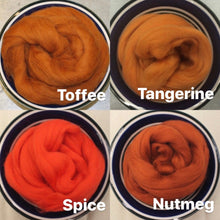 Load image into Gallery viewer, Tangerine Merino Wool Roving - 21.5 micron -1 oz - For Nuno Felting, Wet Felting, Weaving, Spinning - OEKO Tex 100 Certified
