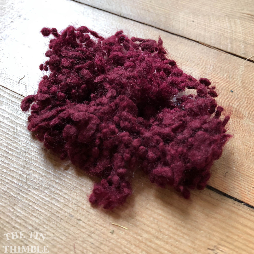 Burgundy Dyed Wool Nepps or Nibs for Felting by DHG / 1/8 Oz or More / Commercially Dyed Textural Fibers for Nuno or Wet Felting