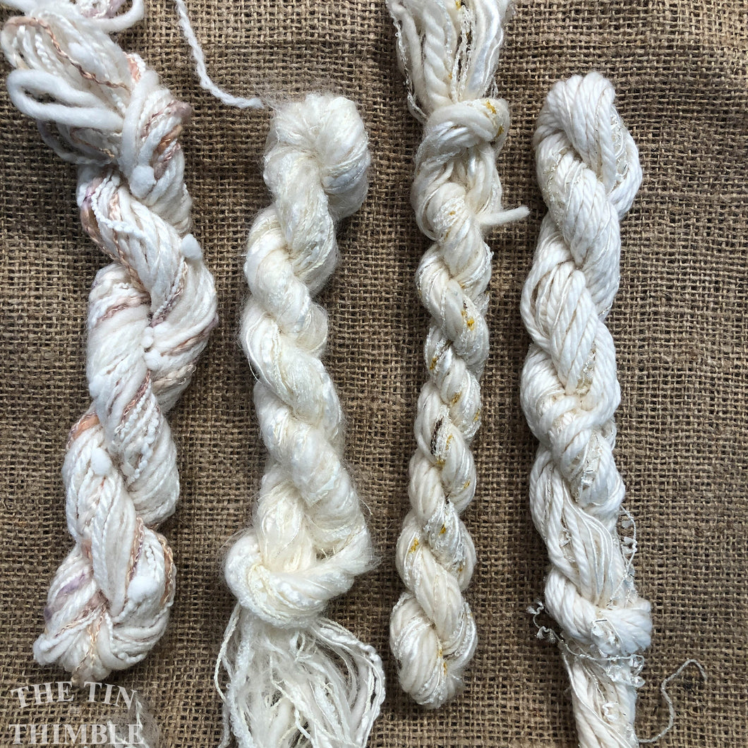 Fiber Frenzy Bundle / Mixed Bundle of Yarn in Off White / Great for Felting / Approximately 24 Yards / 8 Strands Each 3 Yards Long
