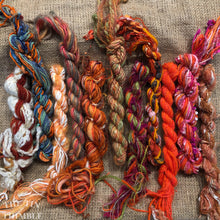 Load image into Gallery viewer, Fiber Frenzy Bundle / Mixed Bundle of Yarn in Orange / Great for Felting / Approximately 24 Yards / 8 Strands Each 3 Yards Long
