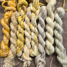 Load image into Gallery viewer, Fiber Frenzy Bundle / Mixed Bundle of Yarn in Yellow / Great for Felting / Approximately 24 Yards / 8 Strands Each 3 Yards Long
