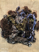 Load image into Gallery viewer, Fiber Frenzy Bundle / Mixed Bundle of Yarn in Dark Brown / Great for Felting / Approximately 24 Yards / 8 Strands Each 3 Yards Long
