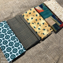 Load image into Gallery viewer, Fat Quarter Bundle / Teal &amp; Tan Fabric / Fat Quarters / Quilting Fabric / Fat 1/4 / Great for Making Masks! / 100% Cotton

