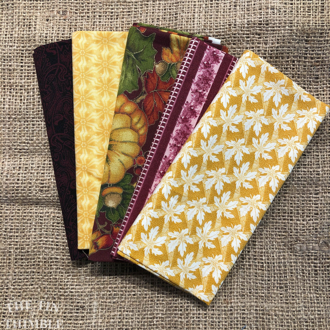 Fat Quarter Bundle / Maroon & Yellow Fabric / Fat Quarters / Quilting Fabric / Fat 1/4 / Great for Making Masks! / 100% Cotton