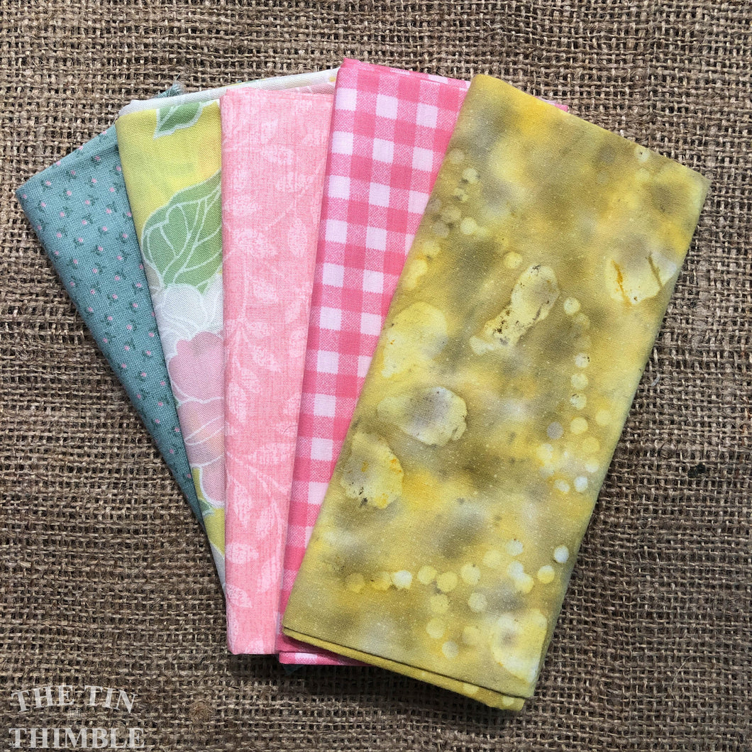 Fat Quarter Bundle / Pink and Yellow Fabric / Fat Quarters / Quilting Fabric / Fat 1/4 / Great for Making Masks! / 100% Cotton