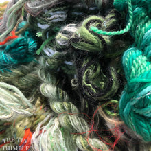 Load image into Gallery viewer, Fiber Frenzy Bundle / Mixed Bundle of Yarn in Green / Great for Felting / Approximately 24 Yards / 8 Strands Each 3 Yards Long
