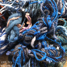 Load image into Gallery viewer, Fiber Frenzy Bundle / Mixed Bundle of Yarn in Dark Blue / Great for Felting / Approximately 24 Yards / 8 Strands Each 3 Yards Long
