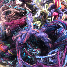 Load image into Gallery viewer, Fiber Frenzy Bundle / Mixed Bundle of Yarn in Purple/ Great for Felting / Approximately 24 Yards / 8 Strands Each 3 Yards Long
