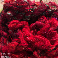 Load image into Gallery viewer, Fiber Frenzy Bundle / ONe Bundle of Yarn in Red/ Great for Felting / Approximately 24 Yards / 8 Strands Each 3 Yards Long
