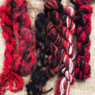 Fiber Frenzy Bundle / ONE Mixed Bundle of Yarn in Queen of Hearts / Great for Felting / Approximately 24 Yards / 8 Strands Each 3 Yards Long