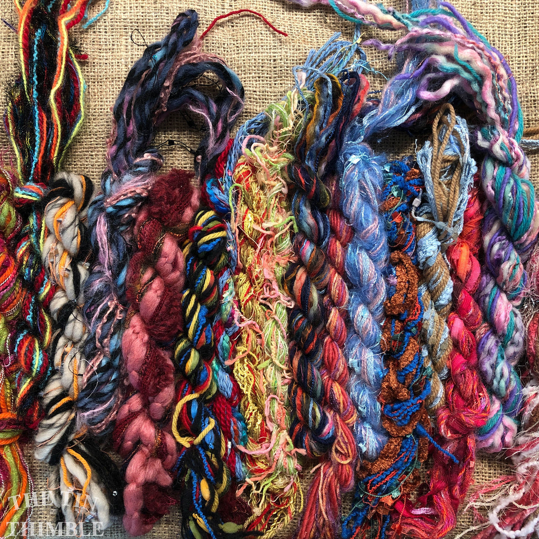 Fiber Frenzy Bundle / Mixed Bundle of Yarn in Multi Color / Great for Felting / Approximately 24 Yards / 8 Strands Each 3 Yards Long
