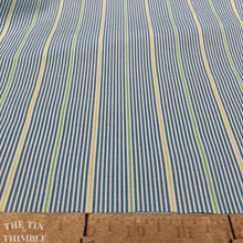 Load image into Gallery viewer, Cotton Seersucker Fabric / 100% Cotton Seersucker in Blue &amp; White Stripe  / By the Yard
