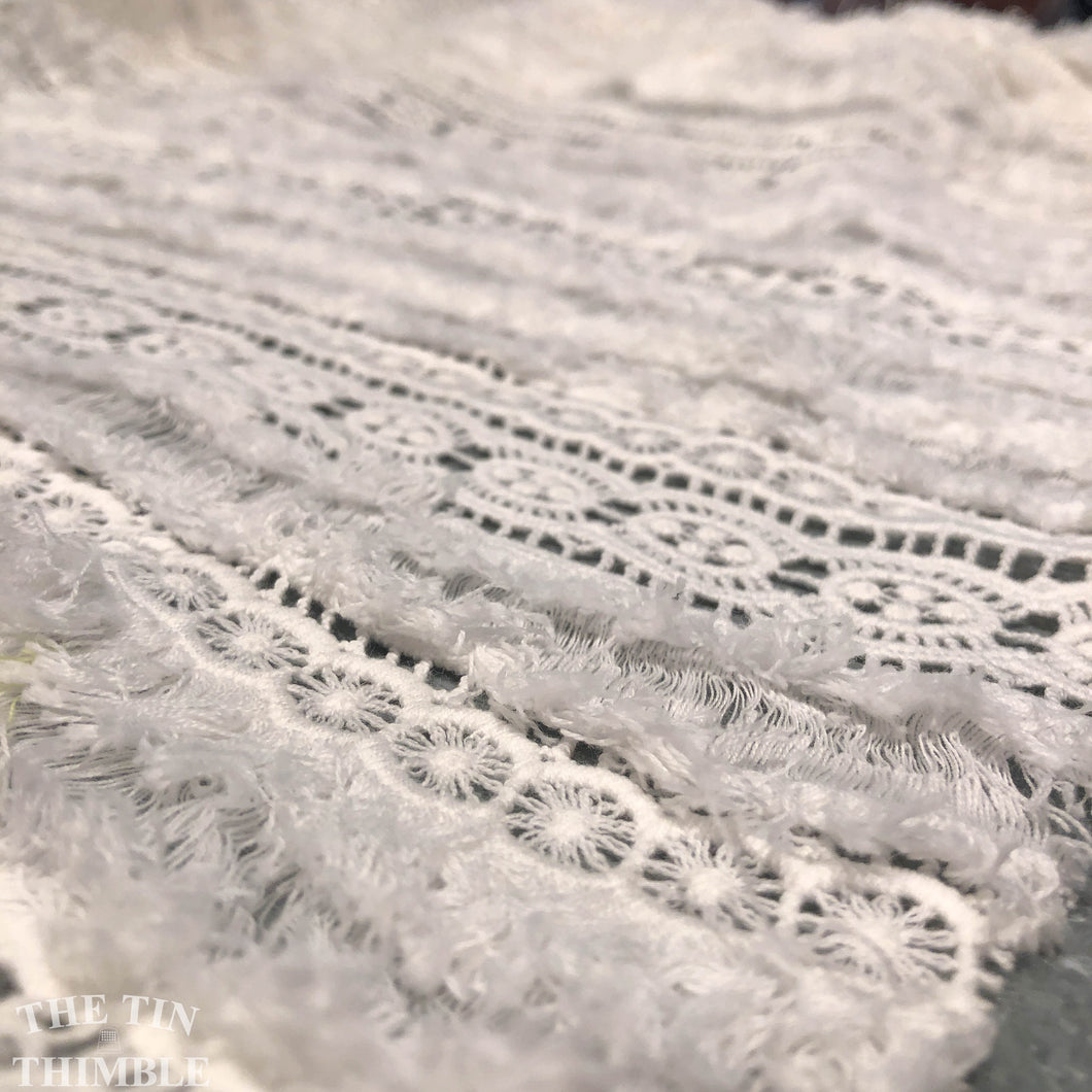 Crocheted Lace - 1 Yard - Cotton Textural Lace in Off White