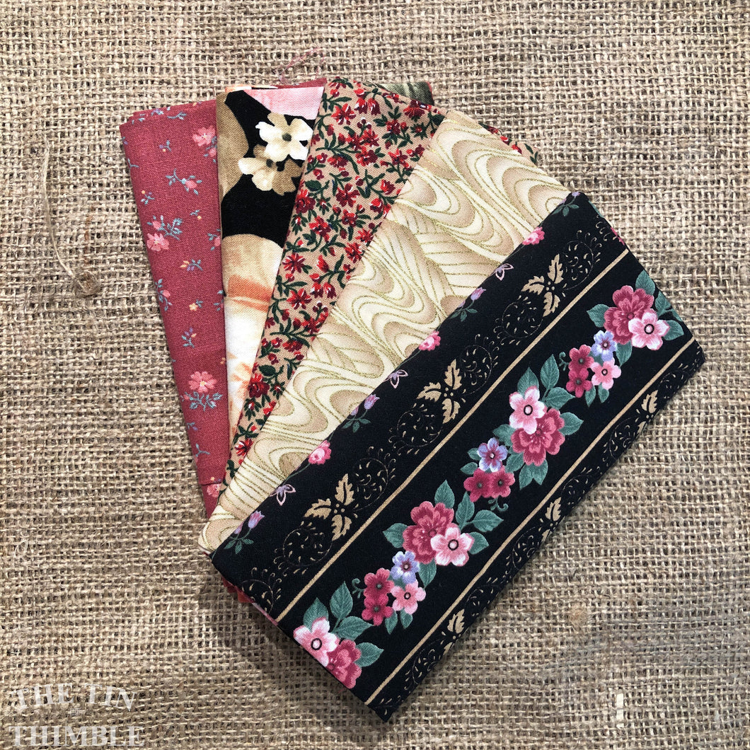 Fat Quarter Bundle / Pink & Black Fabric / Fat Quarters / Quilting Fabric / Fat 1/4 / Great for Making Masks! / 100% Cotton
