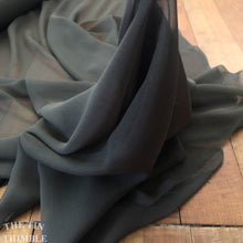 Load image into Gallery viewer, Silk Chiffon Fabric by the Yard / Great for Nuno Felting / 45&quot; Wide / Matte Dark Juniper Green / Roughly 6 Momme Count
