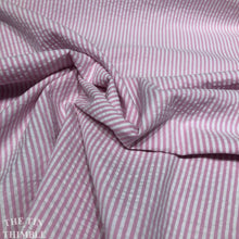 Load image into Gallery viewer, Cotton Seersucker Fabric / 100% Cotton Seersucker in Pink and White  / By the Yard
