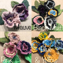 Load image into Gallery viewer, Hand Felted &quot;Bitty Blossom&quot; - Small Flower for Gift, Embellishment, Hair Accessory, Brooch - Hand Made with Wool &amp; Silk Fibers
