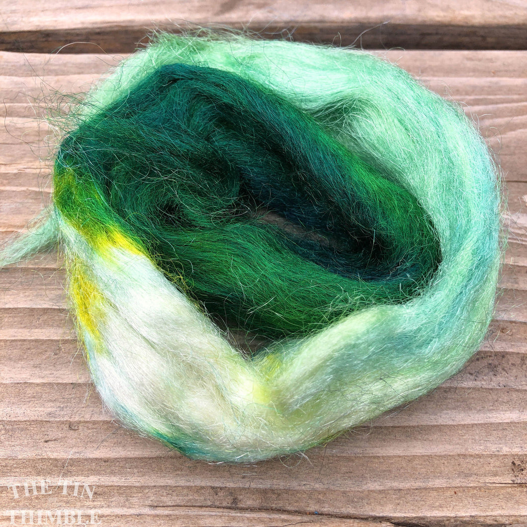 Hand Dyed Nylon Firestar or Angelina - 1/4 Oz - Sparkly Fiber for Spinning, Felting and Crafts - Green & White