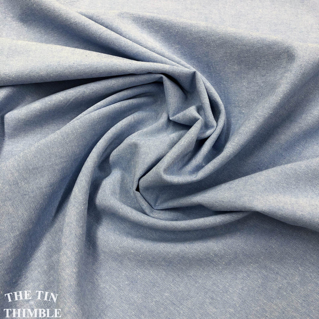 Classic Blue Oxford Cloth Fabric - 1 Yard - Cotton Fabric / Light Blue / Oxford Cloth by Yard / Shirting Fabric