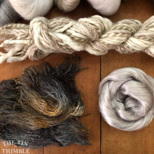 Load image into Gallery viewer, Nuno Felted Scarf Supply Kit - Soft Neutrals - Merino Wool Roving, Silk Chiffon Scarf, Embellishments
