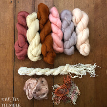 Load image into Gallery viewer, Merino Wool Roving Pack WITH EMBELLISHMENTS - Antique Rose - Six Colors, 1 Ounce Each - High Quality Wool for Felting, Weaving and Spinning
