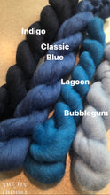 Load image into Gallery viewer, Indigo Blue CORRIEDALE Wool Roving - 1 oz - Nuno Felting / Wet Felting / Felting Supplies / Hand Felting / Needle Felting / Fiber Art
