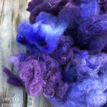 Load image into Gallery viewer, Hand Dyed Mystery Wool Fiber - 1 Ounce - Needle Felting, Wet Felting, Weaving and Crafts - Purple
