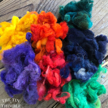 Load image into Gallery viewer, Hand Dyed Mystery Wool Fiber - 1 Ounce - Needle Felting, Wet Felting, Weaving and Crafts - Purple/Blue/Green

