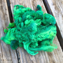 Load image into Gallery viewer, Hand Dyed Mystery Wool Fiber for Needle Felting, Wet Felting, Weaving and Crafts - Bright Green - 1 Ounce
