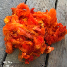Load image into Gallery viewer, Hand Dyed Mystery Wool Fiber for Needle Felting, Wet Felting, Weaving and Crafts - Bright Orange - 1 Ounce
