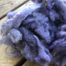 Load image into Gallery viewer, Hand Dyed Mystery Wool Fiber - 1 Ounce - Needle Felting, Wet Felting, Weaving and Crafts - Purple Gray
