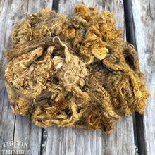 Load image into Gallery viewer, Hand Dyed Throwsters Waste Silk / 1/8 Ounce of Golden Brown 100% Silk Threads
