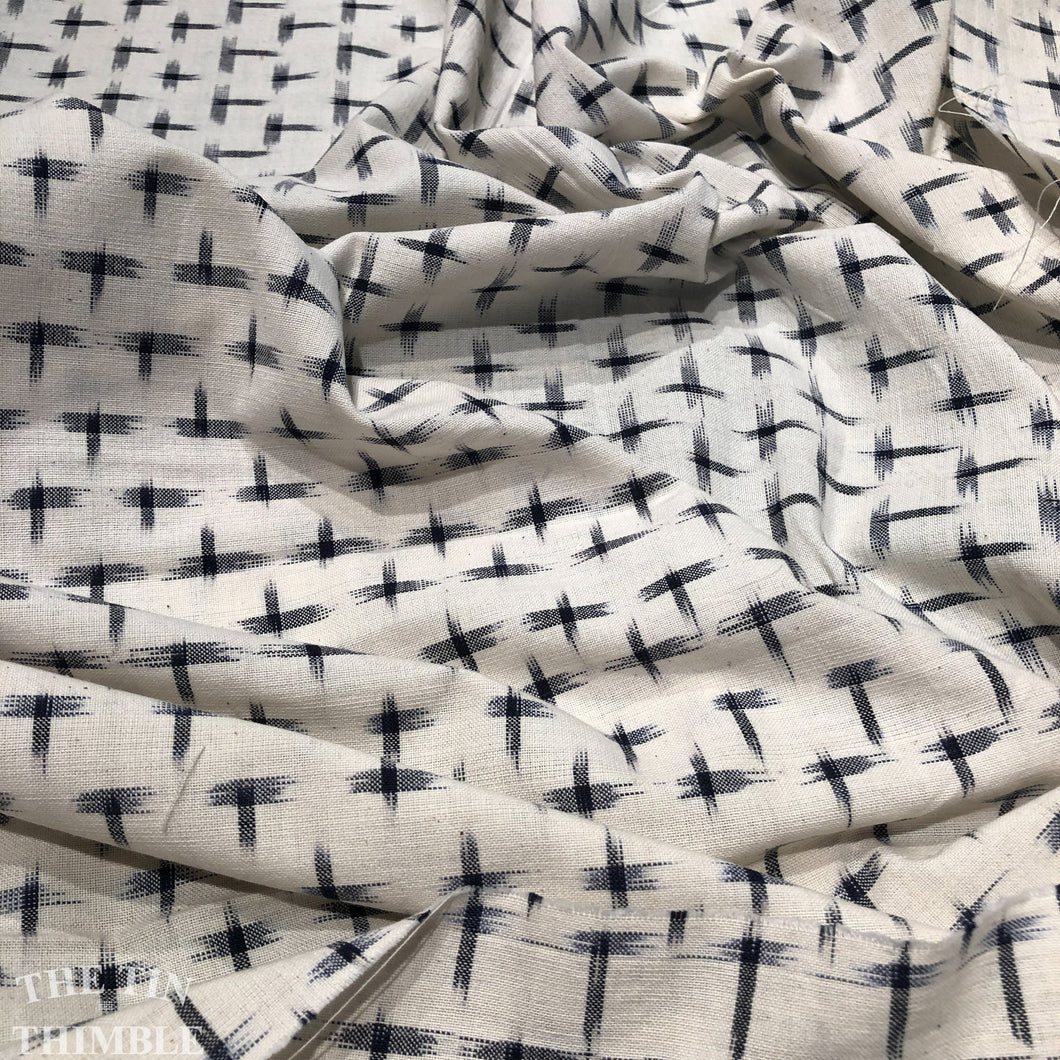 Dakota Ikat Fabric in Black and White - Made in India - 100% Cotton Yarn Dyed Fabric