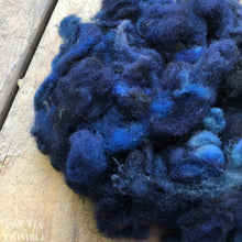 Load image into Gallery viewer, Hand Dyed Mystery Wool Fiber for Needle Felting, Wet Felting, Weaving and Crafts - Dark Blue - 1 Ounce
