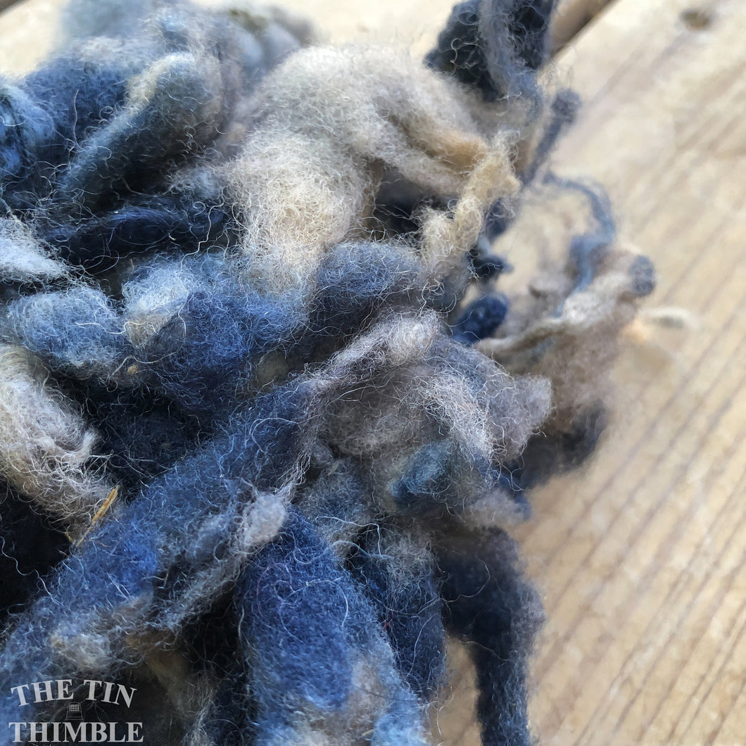 Hand Dyed Mystery Wool Fiber for Needle Felting, Wet Felting, Weaving and Crafts - Blue Gray - 1 Ounce