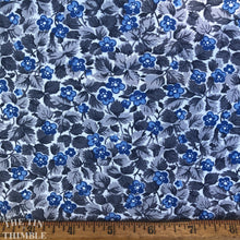 Load image into Gallery viewer, Forget-Me-Not Print Cotton Vintage Fabric - 1 1/2 Yard - Grey and Blue 100% Cotton Floral Fabric
