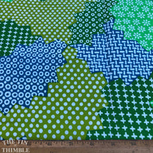 Load image into Gallery viewer, Authentic Vintage Green Blue Faux Quilt 1960s Fabric - Medium Heavy Weight Cotton/Poly Blend - 44&quot; Wide
