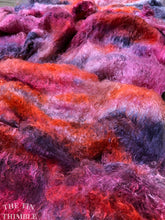 Load image into Gallery viewer, Hand Dyed Silk Mulberry Lap Fiber for Spinning or Felting in Tulip field / Orange, Purple and Pink 100% Silk Laps Similar to Silk Hankies
