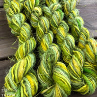 Fiber Frenzy Bundle / ONE Mixed Bundle of Yarn in Chartreuse / Great for Felting / Approximately 24 Yards / 8 Strands Each 3 Yards Long