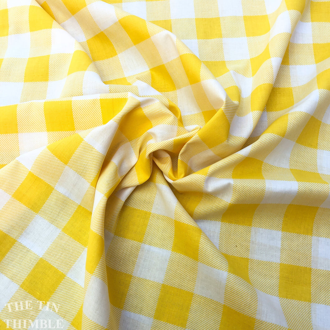 Large Yellow Gingham Check - 100% Cotton - By the Yard - Yarn Dyed