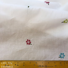 Load image into Gallery viewer, Embroidered Cotton Lawn in White - 1 Yard - Cotton Fabric / Fabric by Yard / Embroidered Lawn / Floral Embroidered Lawn / Red Green Blue
