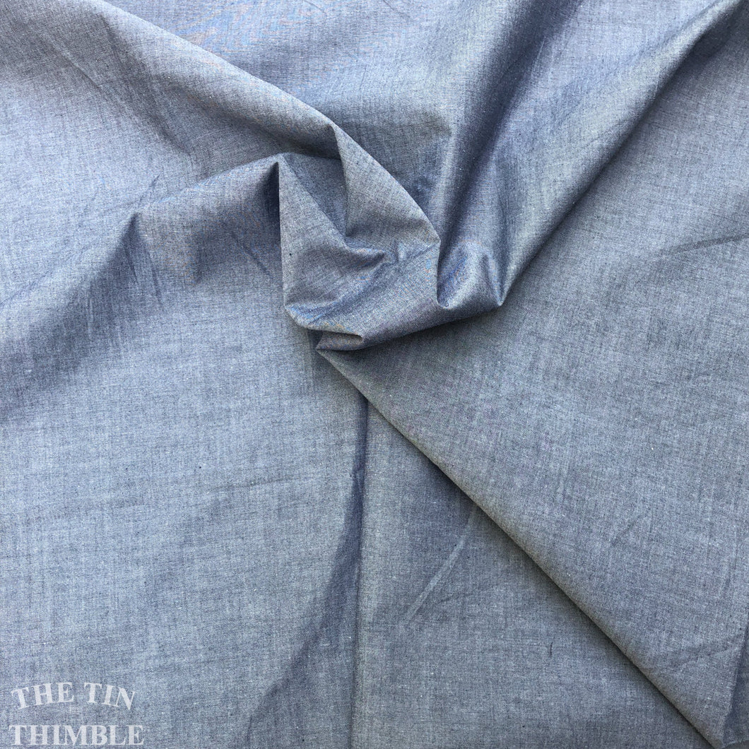 Gray/Blue Denim Chambray Fabric -1 Yard - 100% Cotton Fabric