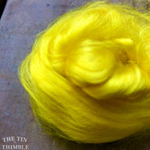 Load image into Gallery viewer, Cultivated Bombyx (Mulberry) Silk Fiber for Spinning or Felting in Sun Yellow - 3.5 Grams or More
